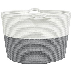 Acheter vidaXL Panier à linge gris et blanc Ø60x36 cm coton