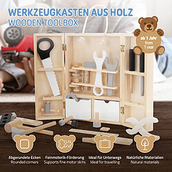 Joyz Boîte à Outils pour Enfants avec 8 Outils, Mallette en Bois, Jouet Montessori 1 An +, Jouets Pédagogiques/Educatif, Caisse à Outils Multifonctions, Jeux de Construction, Cadeau Garçons et Filles