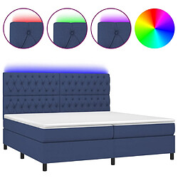 vidaXL Sommier à lattes de lit et matelas et LED Bleu 200x200 cm Tissu