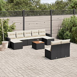 Maison Chic Salon de jardin 10 pcs avec coussins, Ensemble Tables et chaises d'extérieur noir résine tressée -GKD159283