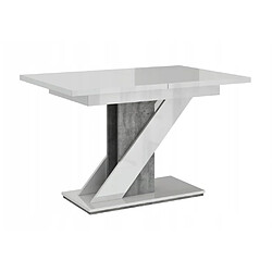 Dusine TABLE A MANGER EXTENSIBLE EVAN - BLANC LAQUE ET BETON 120-160 CM