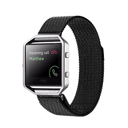 Wewoo Bracelet noir pour Fitbit Blaze Montre Boucle Fermoir Magnétique Acier Inoxydable 