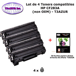 4 Toners génériques HP CF283A ,HP 83A pour HP LaserJet Pro M201dw, MFP M125, M126A, M127, M128fn+20f papiers photos A6 -T3AZUR