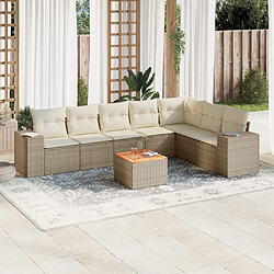 vidaXL Salon de jardin avec coussins 8 pcs beige résine tressée 