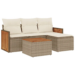 vidaXL Salon de jardin avec coussins 5 pcs beige résine tressée