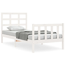 Maison Chic Cadre/structure de lit avec tête de lit pour adulte - Lit Moderne Chambre blanc petit simple bois massif -MN90352