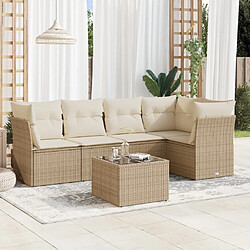 vidaXL Salon de jardin avec coussins 6 pcs beige résine tressée