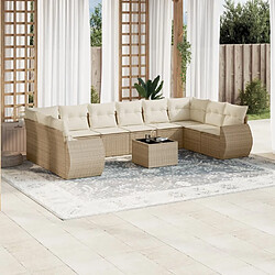 Maison Chic Salon de jardin 11 pcs avec coussins, Ensemble Tables et chaises d'extérieur beige résine tressée -GKD613789