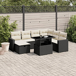 vidaXL Salon de jardin 8 pcs avec coussins noir résine tressée