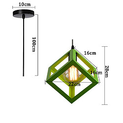 Acheter Stoex E27 Lustre Suspension industrielle Contemporain forme Cube Carré, Lampe de Plafond en Métal Fer Abat-Jour Luminaire, Vert