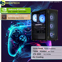 Sedatech PC Gamer • AMD Ryzen 7 7700X • RTX4060 • 32 Go DDR5 • 2To SSD M.2 • sans OS