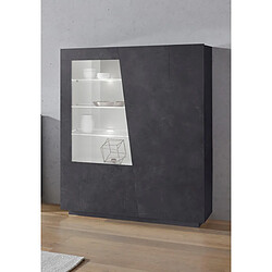 Alter Vitrine moderne avec porte vitrée, Made in Italy, avec lumière LED blanche, Buffet avec étagères, Vitrine de salon, 120x43h146 cm, couleur Gris ardoise