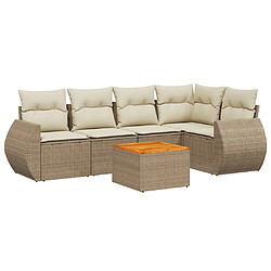 vidaXL Salon de jardin avec coussins 6 pcs beige résine tressée