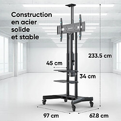 Avis ONKRON Support TV Motorisé Electrique pour 50" - 86" TVs, Support TV Roulettes de 90 kg - Meuble TV Escamotable VESA 200x200 - 800x500 mm/Support TV sur Pied Roulette Hauteur Réglable TS1881E-B Noir