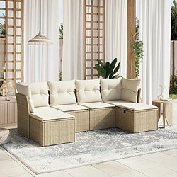 Maison Chic Salon de jardin avec coussins 6 pcs, Ensemble Tables et chaises de jardin, beige résine tressée -GKD598371