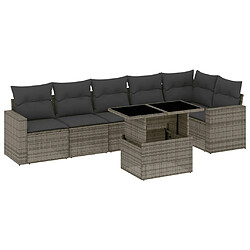 vidaXL Salon de jardin avec coussins 7 pcs gris résine tressée