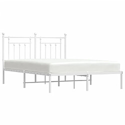 Acheter Maison Chic Lit adulte - Cadre de lit métal avec tête de lit pour chambre blanc 140x190 cm -MN45538