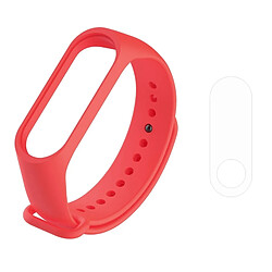 Wewoo 2 en 1 bracelet montre en caoutchouc silicone de poignet remplacement de la bande avec TPU Film d'écran pour Xiaomi Mi 3 rouge