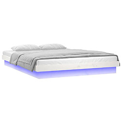 Avis vidaXL Cadre de lit à LED sans matelas blanc 120x200 cm bois massif