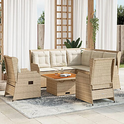 vidaXL Salon de jardin avec coussins 6 pcs beige résine tressée