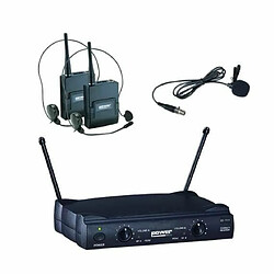 Acheter Power Double micro sans fil Serre tête PRO VHF DJ KARAOKE 2 canaux + Micro-Cravate VHF- Freq 178.5 – 183.5 Mhz