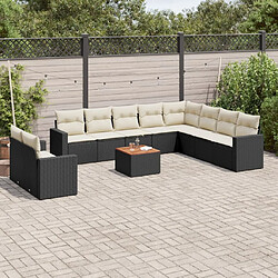 Maison Chic Salon de jardin 11 pcs avec coussins, Ensemble Tables et chaises d'extérieur noir résine tressée -GKD371924