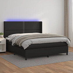 vidaXL Sommier à lattes de lit matelas LED Noir 180x200cm Similicuir