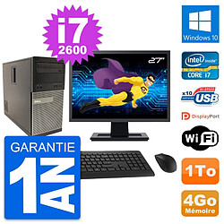 PC Tour Dell 790 MT Ecran 27" Intel i7-2600 RAM 4Go Disque 1To Windows 10 Wifi · Occasion 