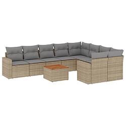 Maison Chic Salon de jardin avec coussins 10 pcs | Ensemble de Table et chaises | Mobilier d'Extérieur beige résine tressée -GKD61276