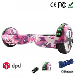 Air Rise HOVERBOARD 6,5 POUCES LED Camouflage ROSE BLUETOOTH+ SAC+ TÉLÉCOMMANDE