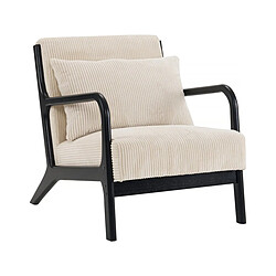 Habitat Et Jardin Fauteuil en velours côtelé style scandinave en bois Clinton - Beige