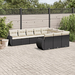 vidaXL Salon de jardin 10 pcs avec coussins noir résine tressée 