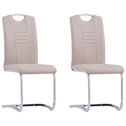 vidaXL Chaises à manger cantilever lot de 2 cappuccino similicuir 