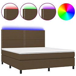 vidaXL Sommier à lattes de lit matelas et LED Marron foncé 180x200cm