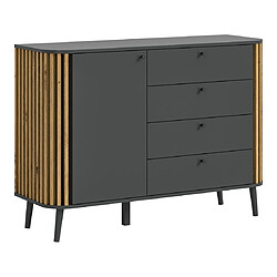 Bestmobilier Camberwell - buffet bas - gris et bois - 120 cm