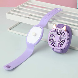 Elixir Mini Ventilateur de Montre, Ventilateur de Montre Portable avec Dragonne Confortable, Lumière LED Colorée, Vitesse de Troisième Vitesse, Ventilateur USB Pliable pour Femmes et Enfants (Violet)