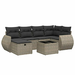 Maison Chic Salon de jardin avec coussins 7 pcs, Ensemble Tables et chaises de jardin, gris résine tressée -GKD408966