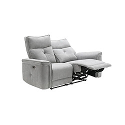 Vente-Unique Canapé 2 places relax électrique en tissu gris BENJAMIN pas cher