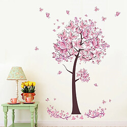 Wewoo Sticker mural 2 PCS Arbre Fleur Floral Papillons Stickers Muraux Salon Chambre TV Canapé Fond Décor Murale pas cher