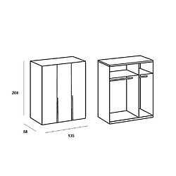 Avis Inside 75 Armoire 3 portes WILMA 135 cm chêne naturel