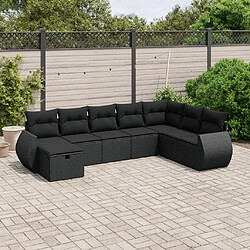 Maison Chic Ensemble Tables et chaises d'extérieur 8 pcs avec coussins,Salon de jardin noir résine tressée -GKD316671