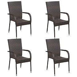 vidaXL Chaises empilables d'extérieur lot de 4 Résine tressée Marron