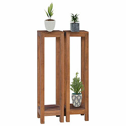 vidaXL Supports pour plantes 2 pcs 25x25x100 cm Bois de teck solide