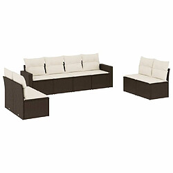 vidaXL Salon de jardin 8 pcs avec coussins marron résine tressée