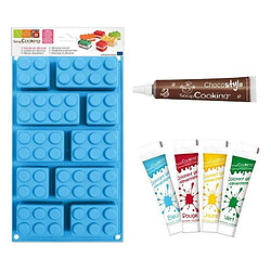 Scrapcooking Coffret moule en silicone briques + 4 colorants alimentaires + 1 Stylo chocolat 