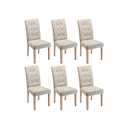 Vente-Unique Lot de 6 chaises en tissu et bois - Beige - VILLOSA