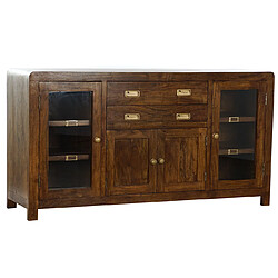 Pegane Buffet meuble de rangement en acacia coloris marron - Longueur 150 x Hauteur 90 x Profondeur 40.5 cm 