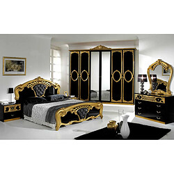 Dansmamaison Chambre complète 160x200 Noir/Doré - CLOTILDE n°2 Chambre complète 160x200 Noir/Doré - CLOTILDE n°2 - L 182 x l 207 x H 121 cm