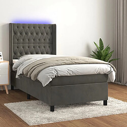 Maison Chic Lit adulte- Lit + matelas + LED,Sommier à lattes de lit matelas LED Gris foncé 90x190cm Velours -GKD22700