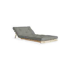 Inside 75 Fauteuil convertible futon ROOTS pin naturel coloris gris couchage 90 x 200 cm.